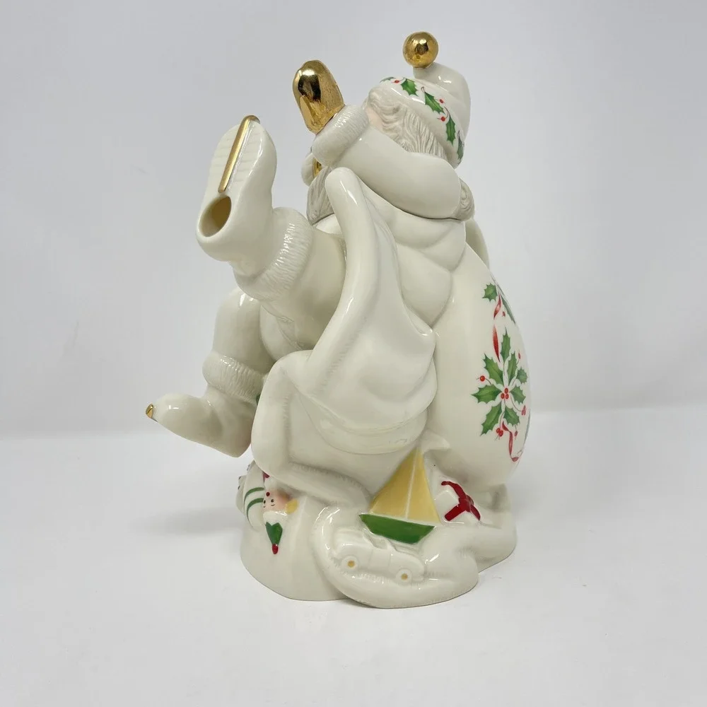 VTG Holiday Santa Collection Teapot By LENOX Skiing Santa‎ Claus 1999 Christmas